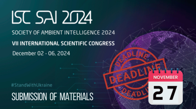 27 листопада – дедлайн подання матеріалів для VIІ Міжнародного наукового конгресу SOCIETY OF AMBIENT INTELIGENCE 2024